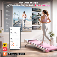Tapis de marche rose sous le bureau à inclinaison automatique 2,5 CV ultra-mince compact avec télécommande LED silencieux pour l'exercice à domicile