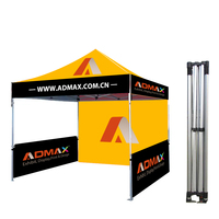 Tente de stand d'exposition 3x3 en alliage d'aluminium résistant aux UV avec logo publicitaire, murs en verre et couleurs personnalisées imprimées pour l'extérieur