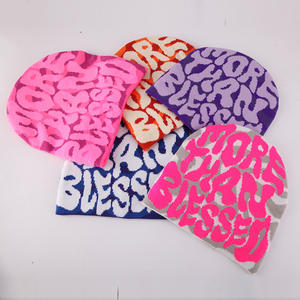 หมวกบีนนี่ถักลายหัวกะโหลกไม่มีกระดุมติดโลโก้ Y2k ผ้าแจ็คการ์ดสำหรับฤดูหนาว - Product Image 4