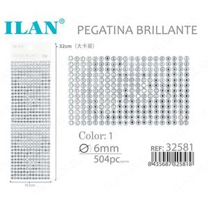 Adesivi con Strass Ilan 6mm 504pz Bianco Lucido Grande Formato - Product Image 1