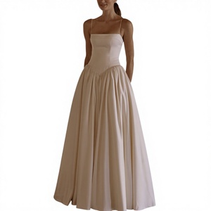 High-End <strong>Basque</strong> Waist Ball Gown Wedding <strong>Dress</strong> 2026 Square Neck Sleeveless Satin Bridal Gown Minimalist Cathedral Train - Product Image 3