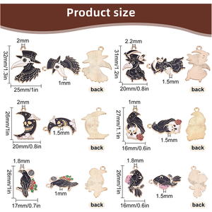 Gotische charme Raven bedels Zwarte maan schedel roos Halloween emaille dieren vogel kraai bedels voor het maken van sieraden - Product Image 2