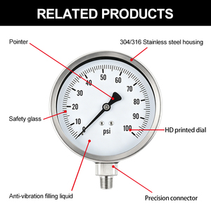 Manomètre <span class=keywords><strong>de</strong></span> <span class=keywords><strong>pression</strong></span> analogique à connexion axiale en acier inoxydable ZX-1-14 - Product Image 3