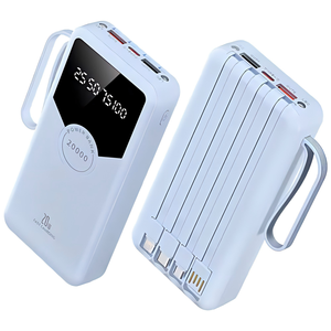 10W Super Fast Charging <strong>LED</strong> Display Type-C Input Portable Built-in Cable ABS Power Bank Custom Logo High Capacity 20000/30000mAh - Product Image 3