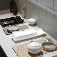 Assiettes rectangulaires blanches en mélamine de style japonais pour restaurant de sushi
