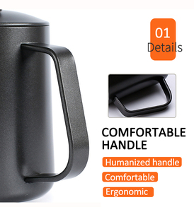 Bollitore da Caffè Moderno Nero in Acciaio Inox 304 con Beccuccio Sottile da 600 ML, Stile Vintage Gooseneck per Caffè Pour-Over - Product Image 3