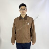 Veste d'extérieur décontractée à col grande taille pour le lavage des pierres Veste de baseball pour hommes coupe-vent en denim acide vintage solide