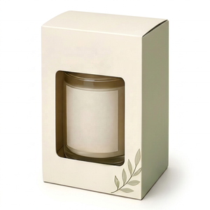 Scatola Regalo per Candele in Carta Artistica Opaca Riciclabile con Logo Personalizzato e Finestra Trasparente per Confezioni di Fragranze per la Casa 120x120x90mm - Product Image 1
