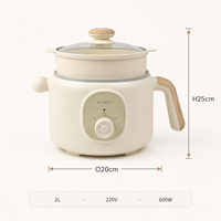 Casserole électrique à prix compétitifs, pot à nouilles, pot à ragoût, casseroles antiadhésives, 2L, couvercle en verre, cuisinière électrique portable pour la cuisine à domicile