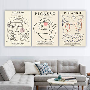Impresiones en Lienzo <span class=keywords><strong>de</strong></span> Retratos <span class=keywords><strong>de</strong></span> Mujer con Líneas Abstractas <span class=keywords><strong>de</strong></span> <span class=keywords><strong>Picasso</strong></span>, Cuadro Decorativo Estético para Decoración del Hogar - Product Image 1