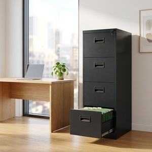 Armoire en fer à montage facile personnalisée, rangement vertical, quatre compartiments, meubles de bureau horizontaux volumineux, armoire à dossiers en acier métallique, 4 tiroirs - Product Image 1