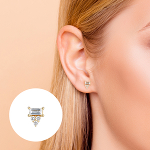 Modern Single Diamond Shaped Rectangular Bread Spiral <b>Cartilage</b> Ear Stud Jewelry 925 <b>Silver</b> Stud <b>Earrings</b> - Product Image 6