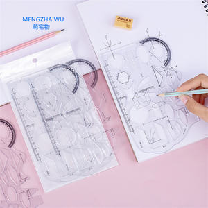 Peru Perlengkapan Sekolah Alat Tulis Grosir Multifungsi Fungsi Geometris Plotting Plastik Penggaris Jahit - Product Image 3