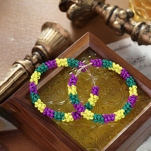 Pendientes de aro con cuentas geométricas de Mardi Gras para mujer, accesorios <span class=keywords><strong>verdes</strong></span>, amarillos y morados, regalos judíos dorados, pendientes hipérbole - Product Image 3