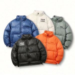 Chaqueta de Invierno para Hombre, Abrigo Acolchado Negro con Logotipo Personalizado, Chaqueta de Burbujas para Exteriores - Product Image 1