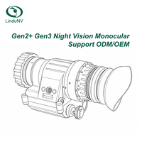 LinduNV FOM1400 FOM1600 FOM1800 FOM2000 FOV40 PVS14 Monoculaire de vision nocturne à faible luminosité Gen2+Gen3, étanche, portée 220-300M