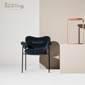 BESTING FURNITURE Chaise d'appoint en métal et cuir-<span class=keywords><strong>Fauteuil</strong></span> moderne à dossier <span class=keywords><strong>haut</strong></span> <span class=keywords><strong>avec</strong></span> <span class=keywords><strong>accoudoir</strong></span> pour le salon - Product Image 4