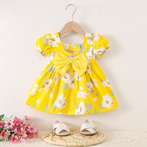 Summer New Pina Girls Robe de princesse à manches courtes Robe en coton pour enfants Col en O Robes florales pour filles - Product Image 2