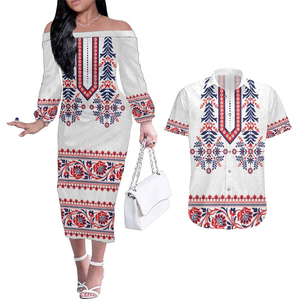 2025 nueva moda pareja <span class=keywords><strong>Ropa</strong></span> a juego de manga larga <span class=keywords><strong>Ropa</strong></span> De Mujer Panamá pareja traje camisa y vestido - Product Image 3