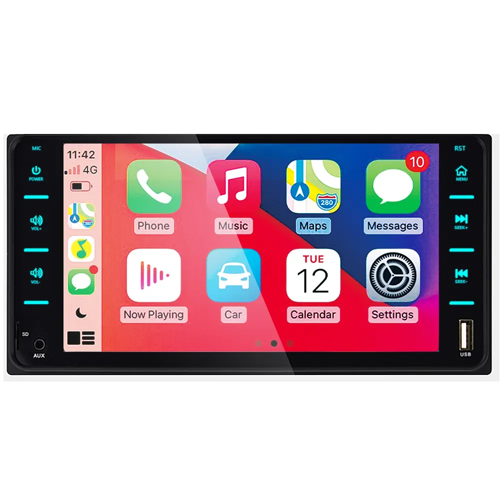 Carplay เครื่องเล่น Mp5วิทยุติดรถยนต์,แอนดรอยด์ออโต้7นิ้ว2 Din Sunplus สำหรับโตโยต้า BT FM USB ทัชสกรีนเครื่องเล่น DVD วิดีโอสเตอริโอในรถยนต์