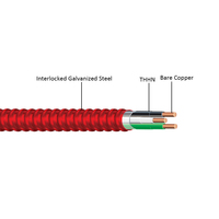 Cable MC Profesional de 16/2 14/2 12/2 600V con Revestimiento de PVC y Armadura de Aluminio para Sistemas de Alarma contra Incendios (14-18 AWG)