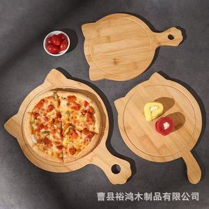 Plateau à pizza en forme de chat en bois de bambou avec poignée pour restaurant et pâtisserie maison, plateau de service pour gâteaux - Product Image 3