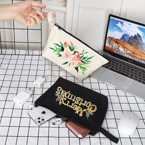 2033 Cheap Custom Black Cotton Canvas <b>Makeup</b> Toilet <b>Bag</b> - Product Image 4