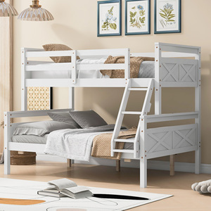 White <b>Wooden</b> <b>Bunk</b> <b>Bed</b> Twin Size With Ladder And Safety Rail For Children Bedroom - Product Image 3