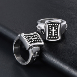 Cross <b>Ring</b> Men's <b>Titanium</b> Steel Punk Style Fashion Jewelry SA285 - Product Image 2