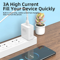 Cargador rápido con enchufe de la UE y EE. UU. QC3.0 18W adaptador de corriente cargador de viaje USB con Cable tipo C de carga para iPhone Oneplus Realme Samsung