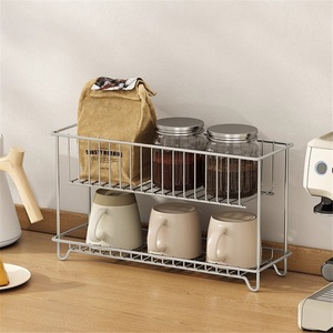 Étagère de rangement pour épices de cuisine moderne en acier inoxydable 304, type sur pied, double couche - Product Image 1