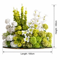 Chemin de table floral haut de gamme avec fleurs artificielles pour arrangements floraux de mariage, décorations de fête blanches et vertes, personnalisable