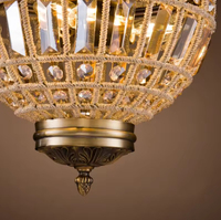 Lustre personnalisé français classique rétro de luxe en bronze avec finition perles de cristal LED projet décoratif de style européen