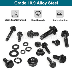 High Strength Flange Bolt Set 272pcs Hexagonal M6 M8 M10 Grade 10.9 Carbon Steel With Nuts For Assembly - Product Image 2