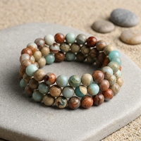 Perles en pierre de jaspe serpent naturel SB6480 en gros, perles en jaspe aqua terre, perles en opale africaine