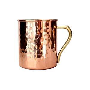 Copper Mug Hammered Metal Straight Cup With Handle Vintage Design Tea Mugs Elevating Home Bar <b>Aesthetics</b> Sleek Polished Mug - Product Image 1