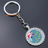 Porte-clés fleur en strass drapeau de la Zambie, très populaire, pour sac à dos, décoration de clés, breloque de portefeuille, souvenir de voyage