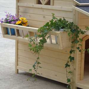 בית כלוב כלבים עץ לחיות מחמד תבנית מוצקה עם מרפסת בית כלב אלגנטי ומסוגנן - Product Image 5