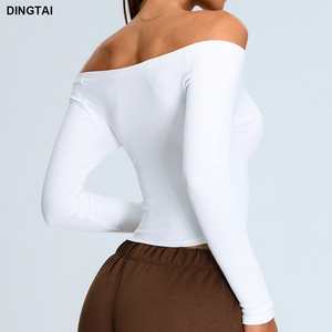 GuangZhou DingTai all'ingrosso <span class=keywords><strong>manica</strong></span> <span class=keywords><strong>lunga</strong></span> <span class=keywords><strong>donna</strong></span> manicotto equestre Top traspirante strato Base per sport Yoga abbigliamento all'ingrosso - Product Image 2