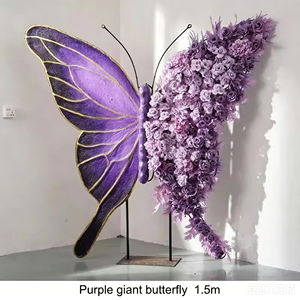 Handmade <b>Artificial</b> Flower Purple Butterfly Wall Decor Mixed Colors Polyester Reusable Wedding Festive Celebration Decor - Product Image 6