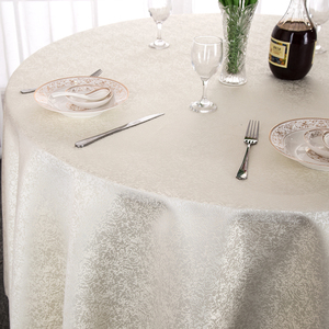 <span class=keywords><strong>Tovaglia</strong></span> rotonda in rilievo con motivo floreale <span class=keywords><strong>Beige</strong></span> <span class=keywords><strong>tovaglia</strong></span> Jacquard in poliestere ad alta densità per la decorazione della tavola di nozze per banchetti dell'hotel - Product Image 2