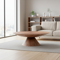 Table basse ronde moderne en vente chaude avec un design en placage de noyer pour le salon