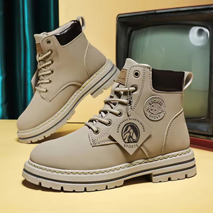 Men's Casual Shoes PU Leather British <b>Boots</b> Non-Slip Waterproof Comfort Lace-Up Closure Customized Color Summer Ankle Height - Product Image 4