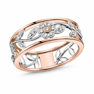 Anello con Design Floreale Bicolore per Donne - Product Image 1