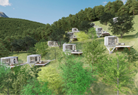 Maison-capsule modulaire miniature, hôtel-capsule de villégiature en plein air, mobilier, lits, construction tendance, construction facile