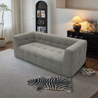 Canapé en tissu compressé sous vide, garni d'éponge, style italien de luxe léger, design minimaliste à accoudoirs droits pour appartements et salles de sport