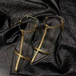 Nouvelles sandales à talon aiguille de 5,5 cm en cuir microfibre avec doublure en peau de mouton, design à brides croisées, style sexy pour l'extérieur – Collection Été 2026 - Product Image 5