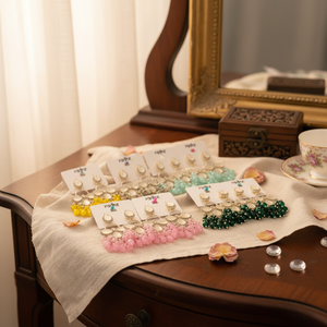 เครื่องประดับตลาดชมพูอ่อนชุบทอง kundan หินและลูกปัดต่างหูห้อย11103266LPI เครื่องประดับแฟชั่น - Product Image 3
