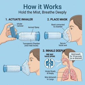 Sshtang Mascarilla Espaciadora de Silicona Transparente para Inhalador, Portátil, <span class=keywords><strong>AeroChamber</strong></span>, para Asma/ODCP, Ajuste Universal, para Inhaladores PMDI, Modelo Fácil - Product Image 5