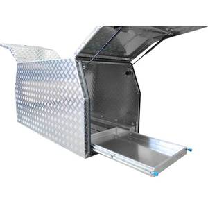 Cage pour chien en aluminium robuste avec tiroir de rangement, cage de transport pour chien pour pick-up verrouillable, taille/couleur personnalisées disponibles - Product Image 1